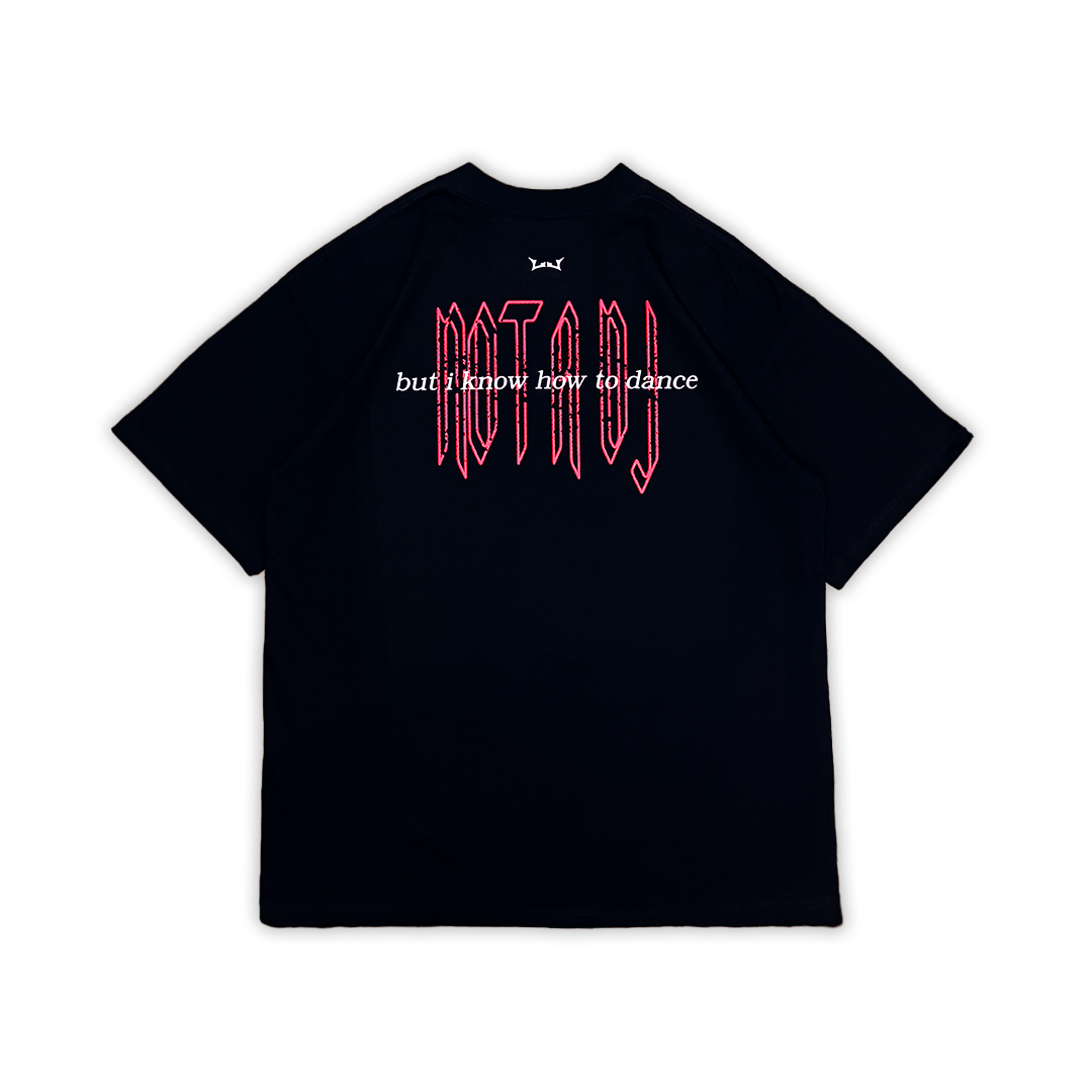 "Not a DJ But I Know How to Dance" Oversized Rave Tee | Black