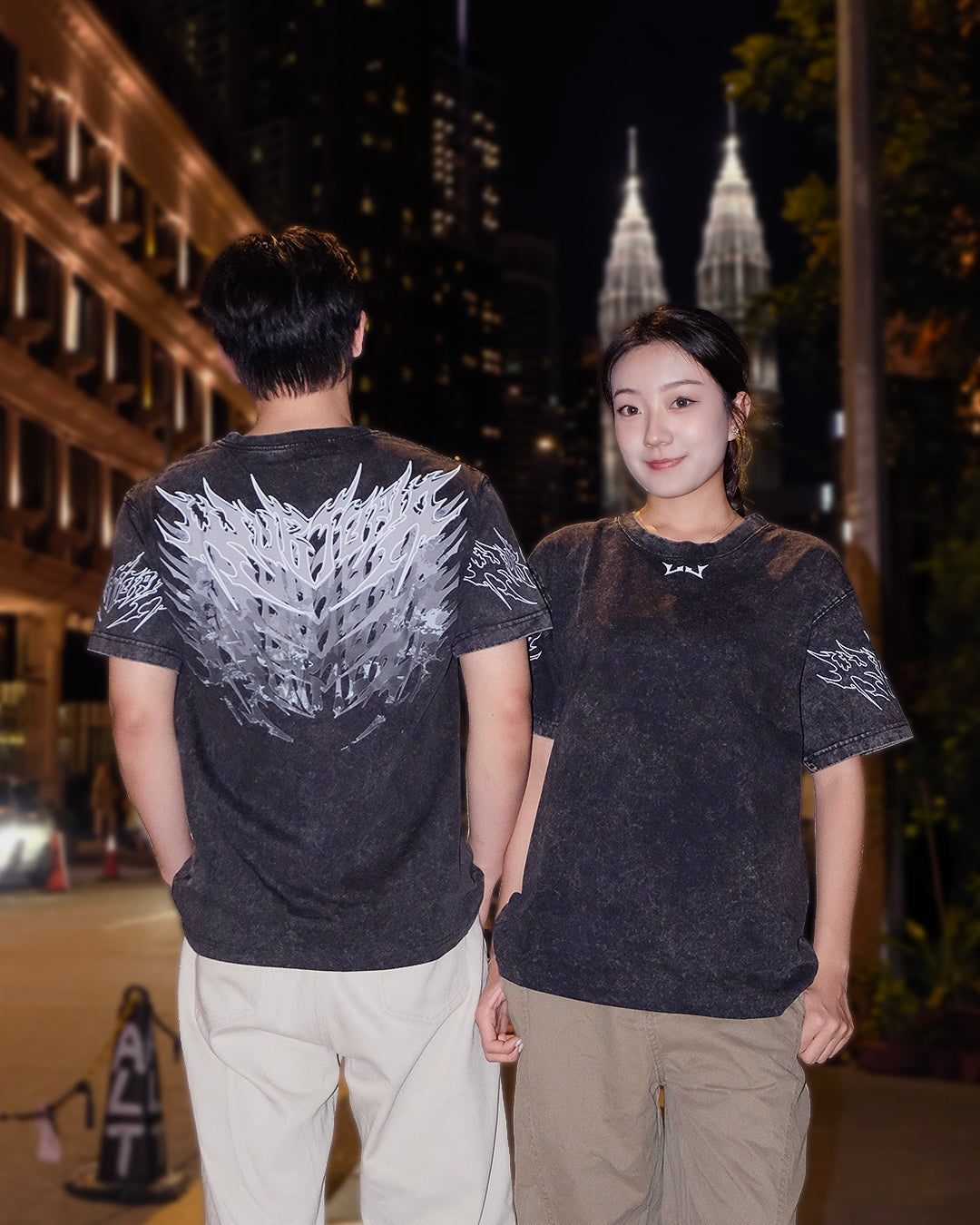 "Relentless" Washed Oversized Tee | Black