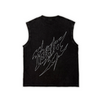 "Relentless" Washed Sleeveless Tank Top | Black