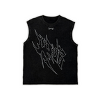 "Relentless" Washed Sleeveless Tank Top | Black
