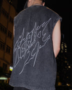 "Relentless" Washed Sleeveless Tank Top | Black