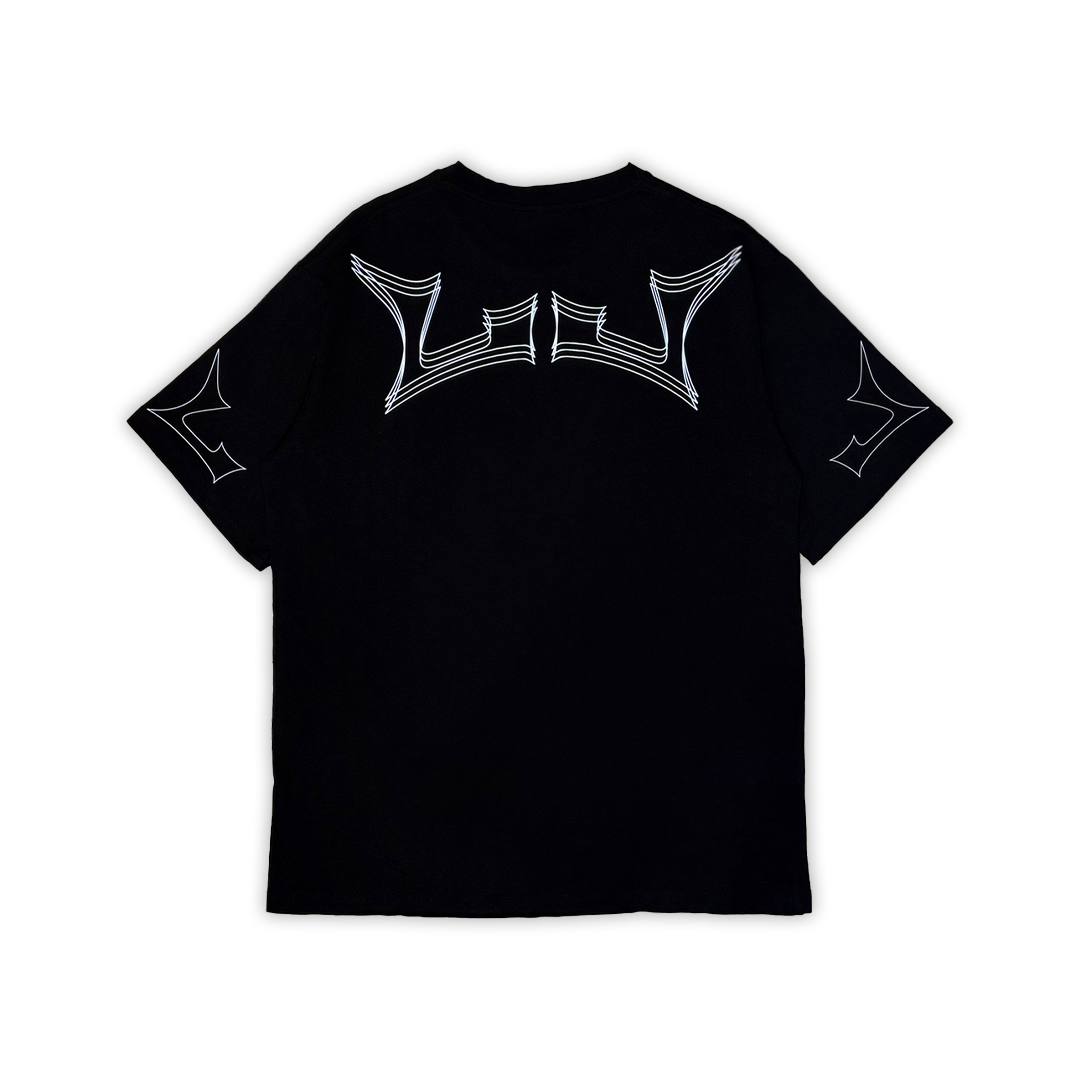 Stacked Logo Oversized Tee | Black