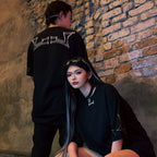 Stacked Logo Oversized Tee | Black